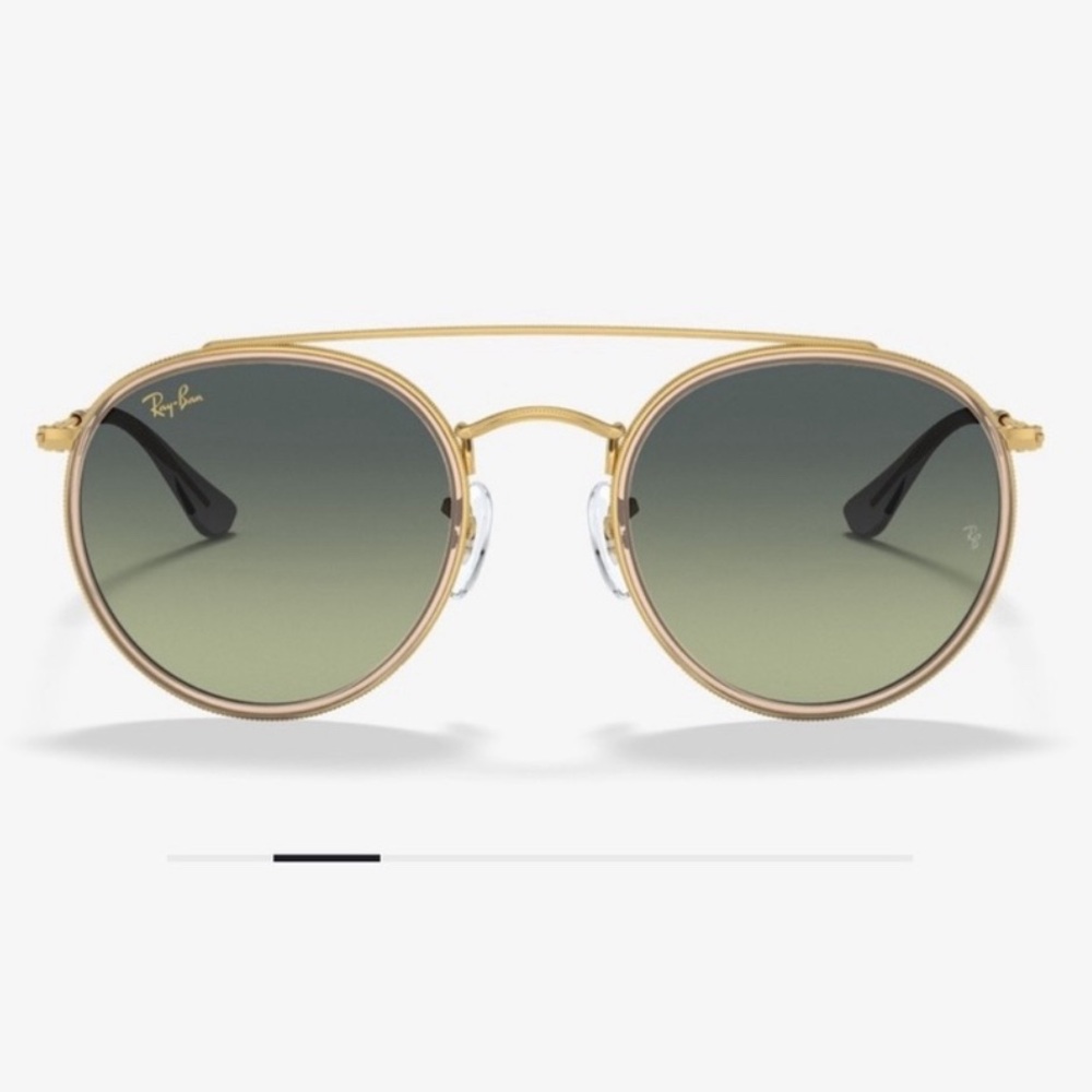 RayBan gold round double bridge sunglasses